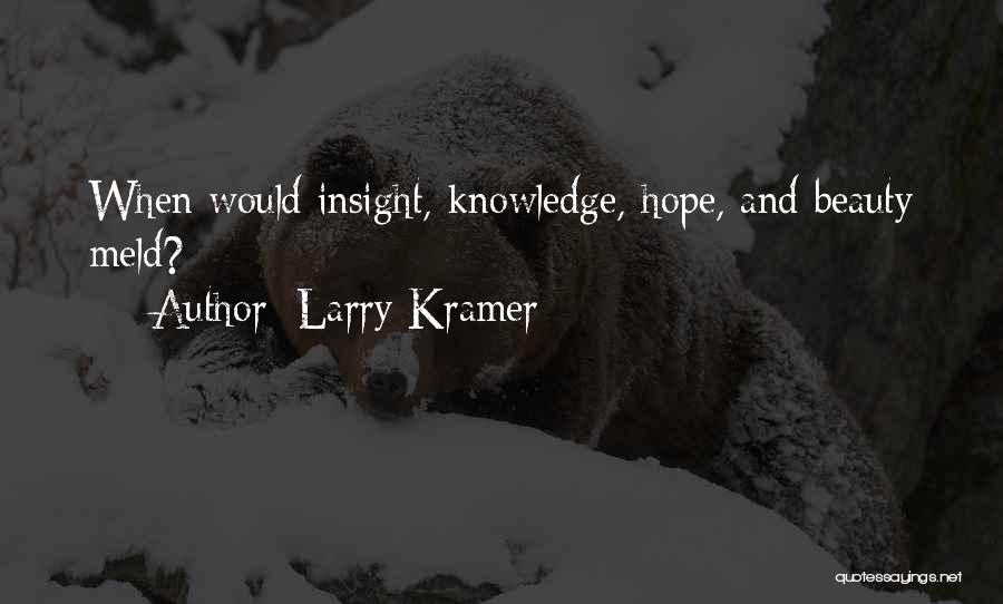 Larry Kramer Quotes: When Would Insight, Knowledge, Hope, And Beauty Meld?
