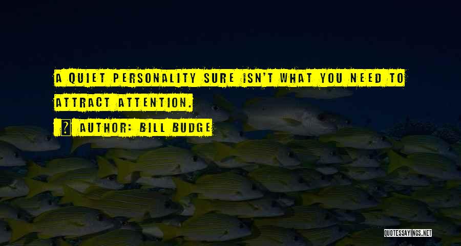 Bill Budge Quotes: A Quiet Personality Sure Isn't What You Need To Attract Attention.