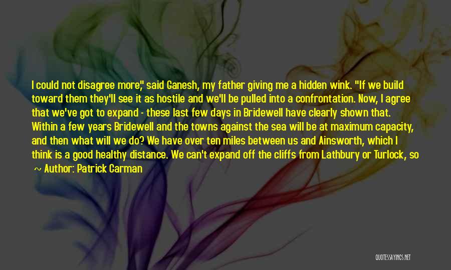 Patrick Carman Quotes: I Could Not Disagree More, Said Ganesh, My Father Giving Me A Hidden Wink. If We Build Toward Them They'll