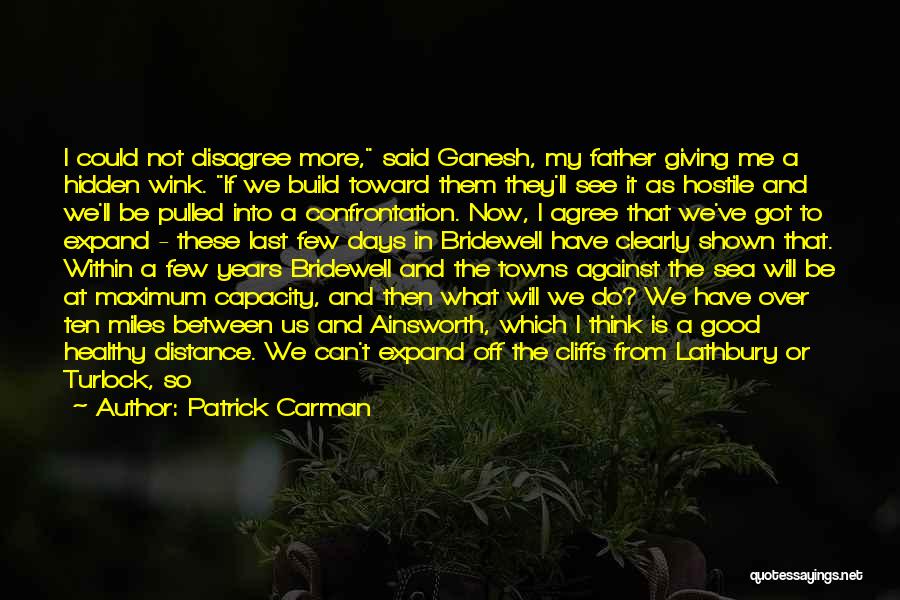 Patrick Carman Quotes: I Could Not Disagree More, Said Ganesh, My Father Giving Me A Hidden Wink. If We Build Toward Them They'll