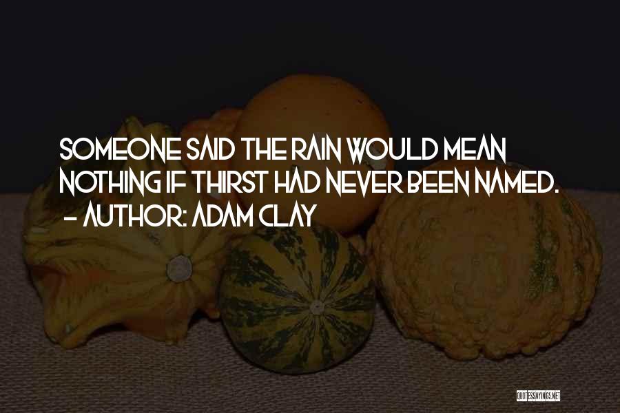 Adam Clay Quotes: Someone Said The Rain Would Mean Nothing If Thirst Had Never Been Named.
