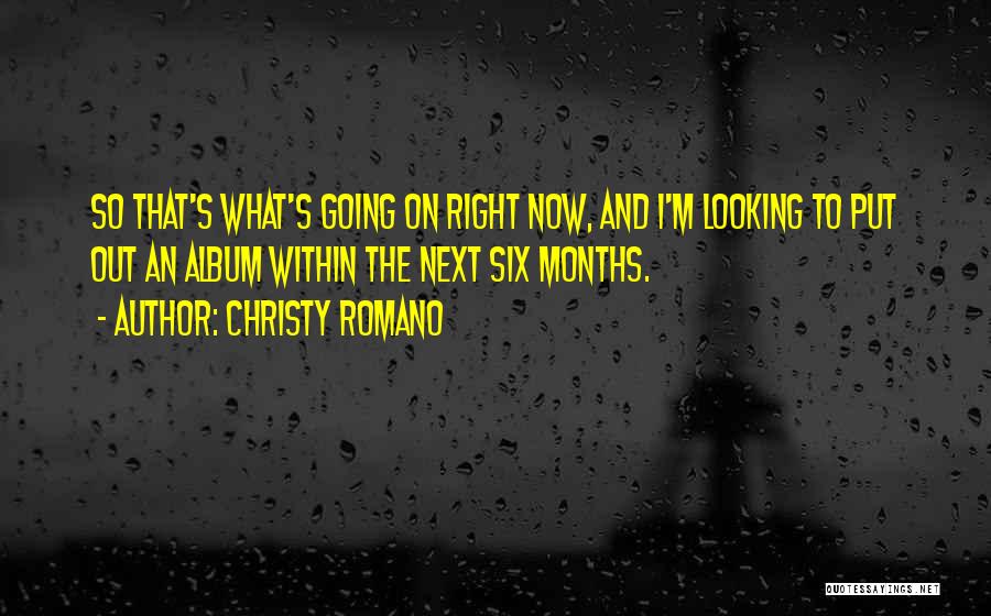 Christy Romano Quotes: So That's What's Going On Right Now, And I'm Looking To Put Out An Album Within The Next Six Months.