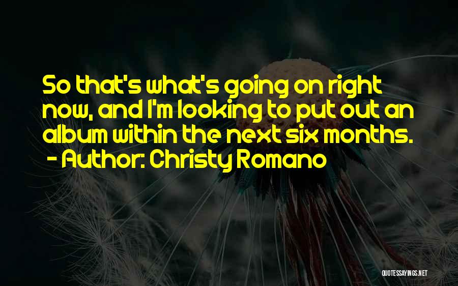 Christy Romano Quotes: So That's What's Going On Right Now, And I'm Looking To Put Out An Album Within The Next Six Months.