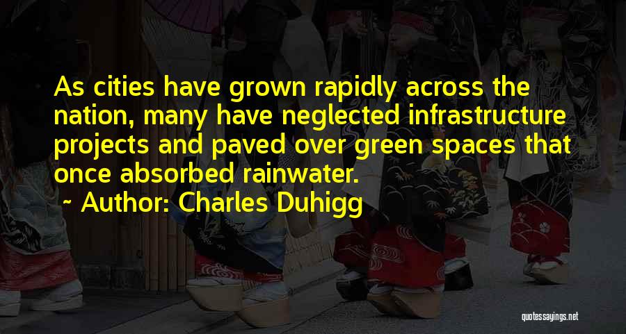 Charles Duhigg Quotes: As Cities Have Grown Rapidly Across The Nation, Many Have Neglected Infrastructure Projects And Paved Over Green Spaces That Once
