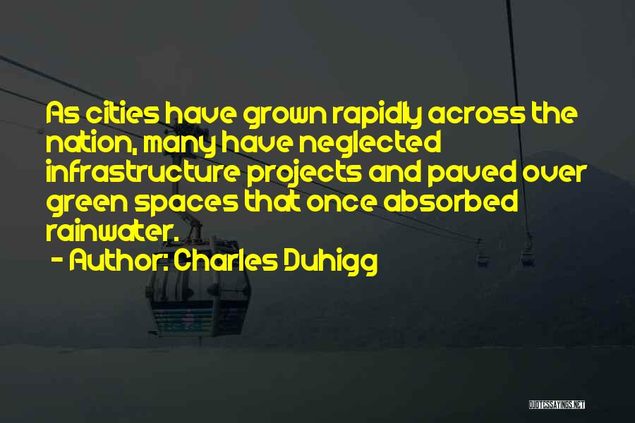 Charles Duhigg Quotes: As Cities Have Grown Rapidly Across The Nation, Many Have Neglected Infrastructure Projects And Paved Over Green Spaces That Once