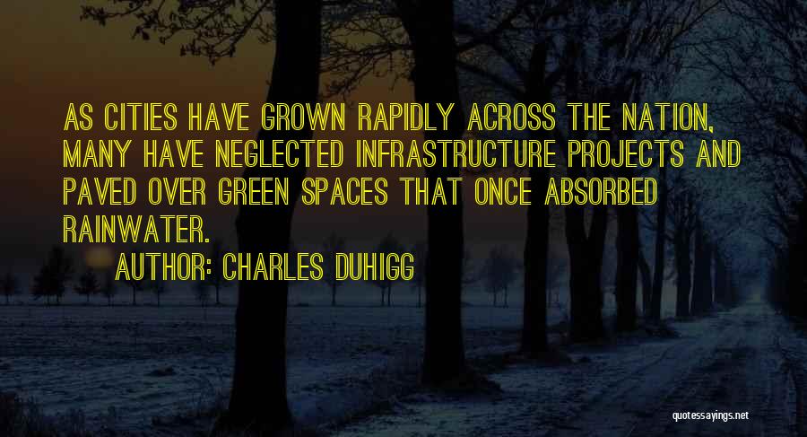Charles Duhigg Quotes: As Cities Have Grown Rapidly Across The Nation, Many Have Neglected Infrastructure Projects And Paved Over Green Spaces That Once