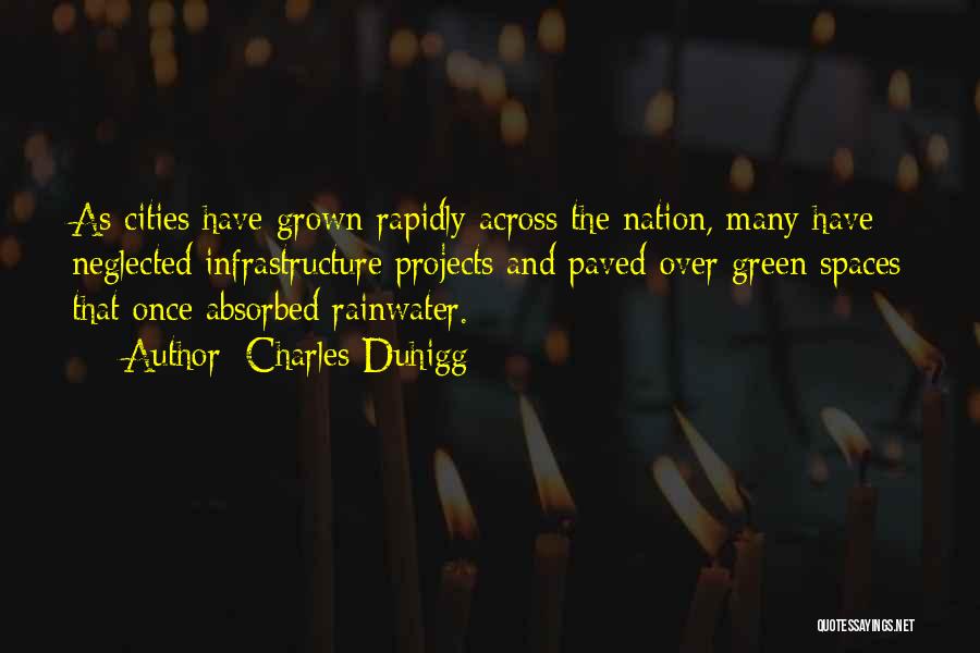 Charles Duhigg Quotes: As Cities Have Grown Rapidly Across The Nation, Many Have Neglected Infrastructure Projects And Paved Over Green Spaces That Once