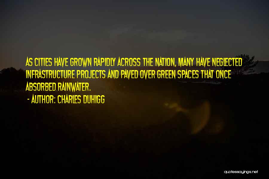 Charles Duhigg Quotes: As Cities Have Grown Rapidly Across The Nation, Many Have Neglected Infrastructure Projects And Paved Over Green Spaces That Once