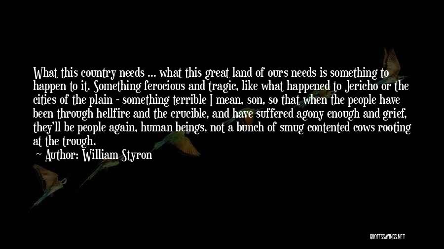 William Styron Quotes: What This Country Needs ... What This Great Land Of Ours Needs Is Something To Happen To It. Something Ferocious