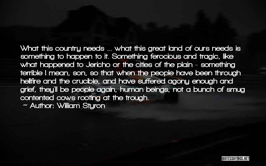 William Styron Quotes: What This Country Needs ... What This Great Land Of Ours Needs Is Something To Happen To It. Something Ferocious