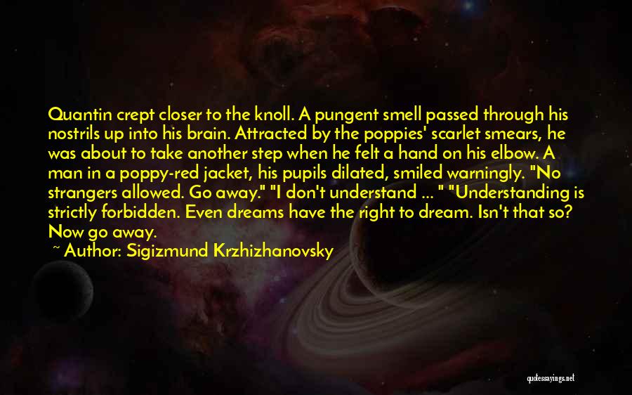 Sigizmund Krzhizhanovsky Quotes: Quantin Crept Closer To The Knoll. A Pungent Smell Passed Through His Nostrils Up Into His Brain. Attracted By The