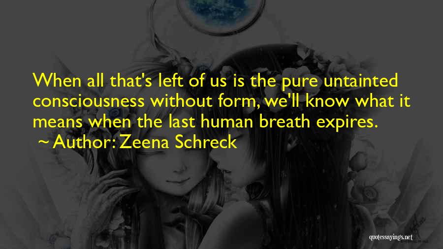 Zeena Schreck Quotes: When All That's Left Of Us Is The Pure Untainted Consciousness Without Form, We'll Know What It Means When The