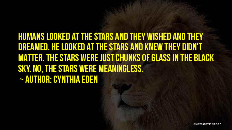 Cynthia Eden Quotes: Humans Looked At The Stars And They Wished And They Dreamed. He Looked At The Stars And Knew They Didn't