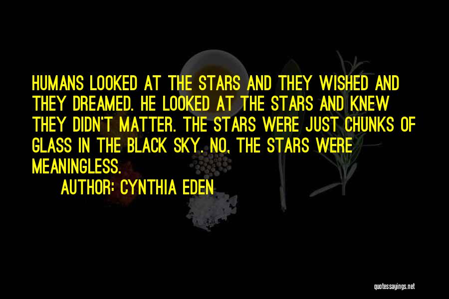 Cynthia Eden Quotes: Humans Looked At The Stars And They Wished And They Dreamed. He Looked At The Stars And Knew They Didn't