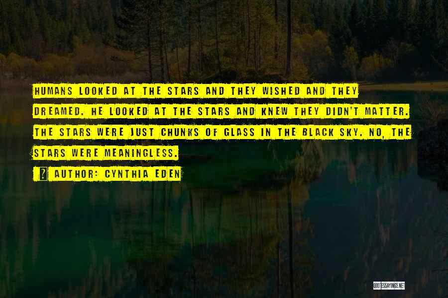 Cynthia Eden Quotes: Humans Looked At The Stars And They Wished And They Dreamed. He Looked At The Stars And Knew They Didn't