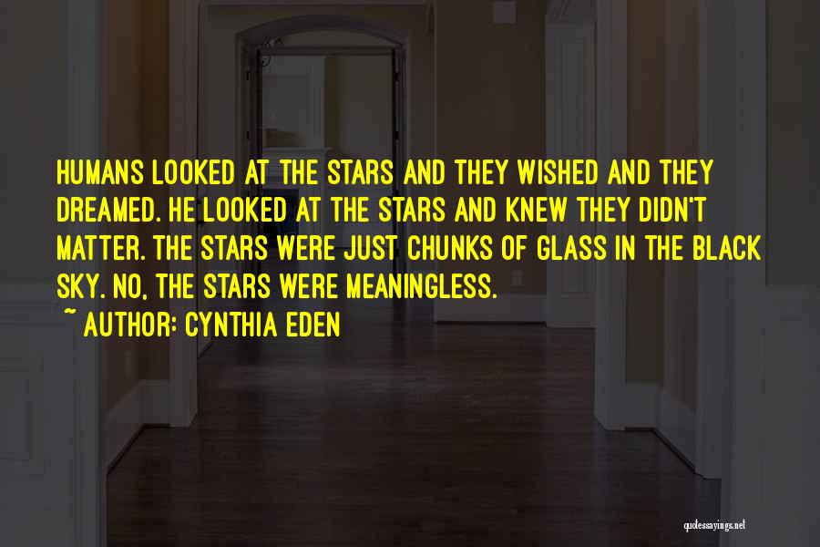 Cynthia Eden Quotes: Humans Looked At The Stars And They Wished And They Dreamed. He Looked At The Stars And Knew They Didn't