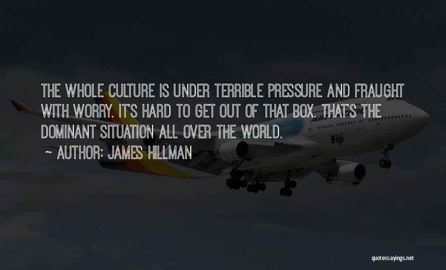 James Hillman Quotes: The Whole Culture Is Under Terrible Pressure And Fraught With Worry. It's Hard To Get Out Of That Box. That's