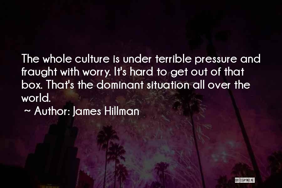James Hillman Quotes: The Whole Culture Is Under Terrible Pressure And Fraught With Worry. It's Hard To Get Out Of That Box. That's