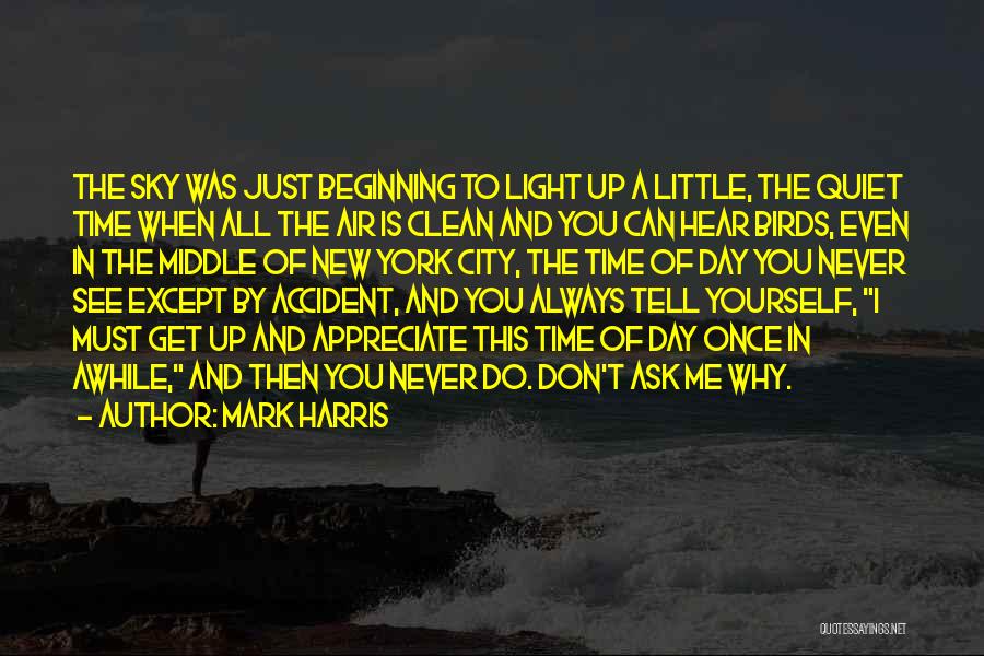 Mark Harris Quotes: The Sky Was Just Beginning To Light Up A Little, The Quiet Time When All The Air Is Clean And