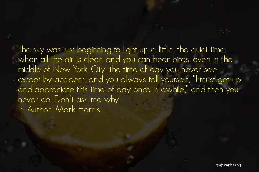 Mark Harris Quotes: The Sky Was Just Beginning To Light Up A Little, The Quiet Time When All The Air Is Clean And