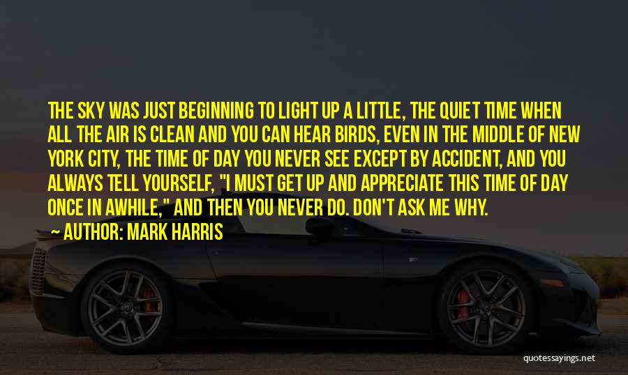 Mark Harris Quotes: The Sky Was Just Beginning To Light Up A Little, The Quiet Time When All The Air Is Clean And