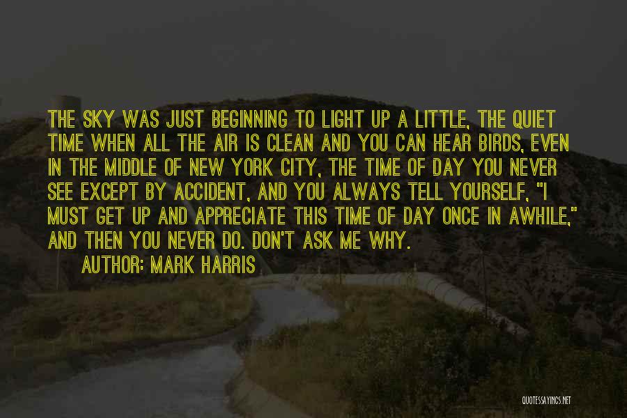 Mark Harris Quotes: The Sky Was Just Beginning To Light Up A Little, The Quiet Time When All The Air Is Clean And