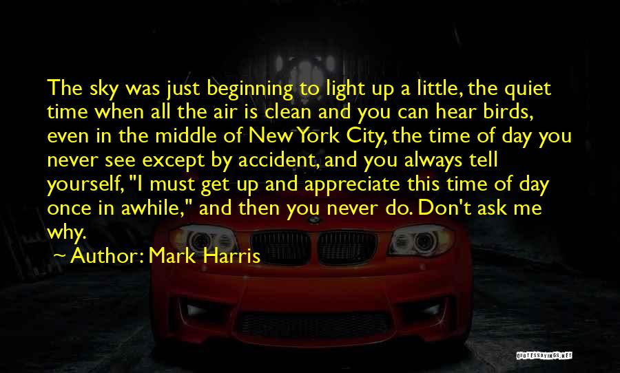 Mark Harris Quotes: The Sky Was Just Beginning To Light Up A Little, The Quiet Time When All The Air Is Clean And