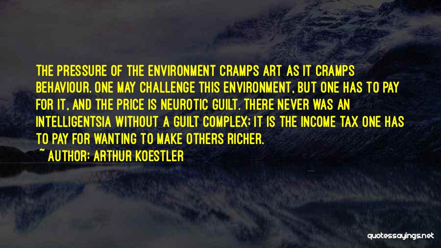 Arthur Koestler Quotes: The Pressure Of The Environment Cramps Art As It Cramps Behaviour. One May Challenge This Environment, But One Has To