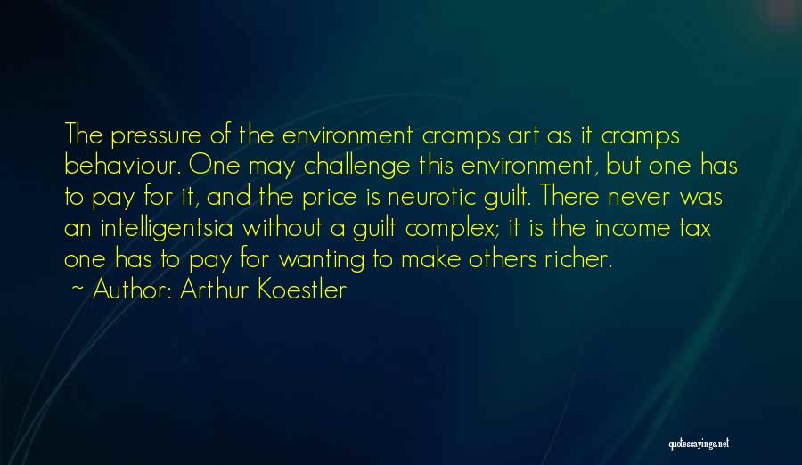 Arthur Koestler Quotes: The Pressure Of The Environment Cramps Art As It Cramps Behaviour. One May Challenge This Environment, But One Has To