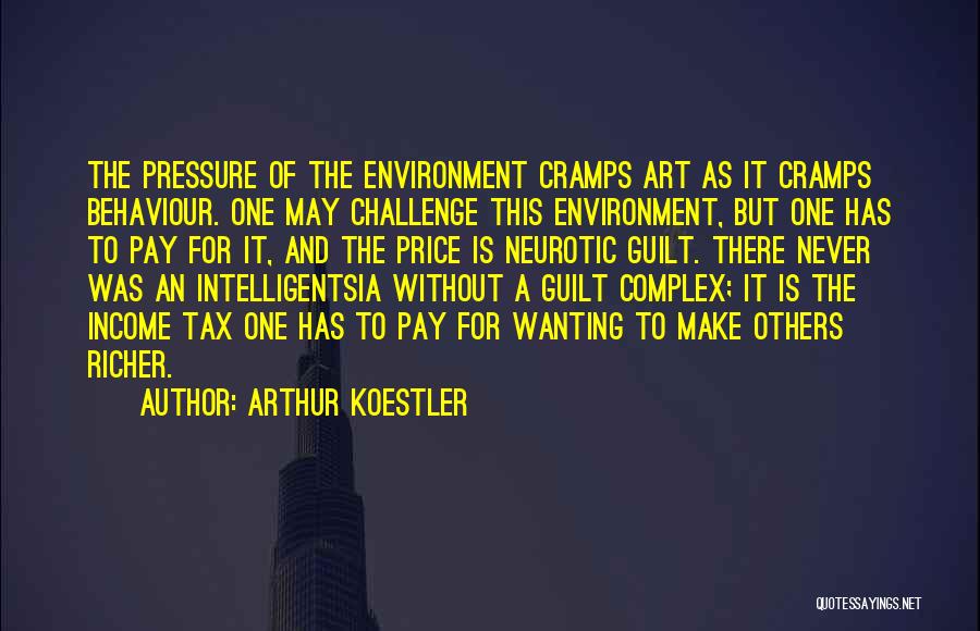 Arthur Koestler Quotes: The Pressure Of The Environment Cramps Art As It Cramps Behaviour. One May Challenge This Environment, But One Has To