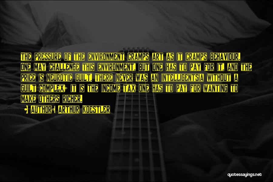 Arthur Koestler Quotes: The Pressure Of The Environment Cramps Art As It Cramps Behaviour. One May Challenge This Environment, But One Has To
