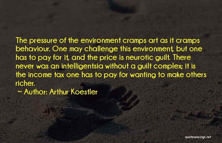 Arthur Koestler Quotes: The Pressure Of The Environment Cramps Art As It Cramps Behaviour. One May Challenge This Environment, But One Has To