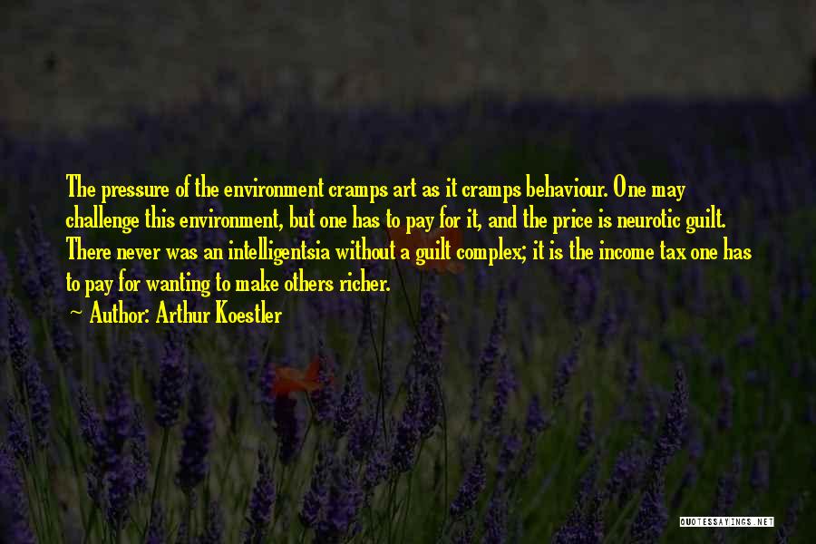 Arthur Koestler Quotes: The Pressure Of The Environment Cramps Art As It Cramps Behaviour. One May Challenge This Environment, But One Has To