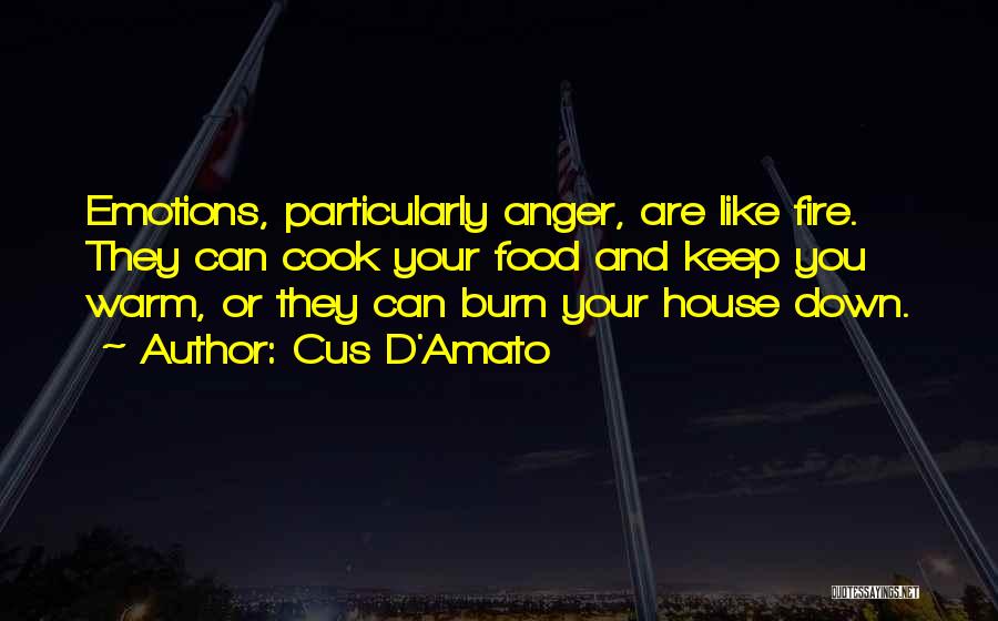 Cus D'Amato Quotes: Emotions, Particularly Anger, Are Like Fire. They Can Cook Your Food And Keep You Warm, Or They Can Burn Your