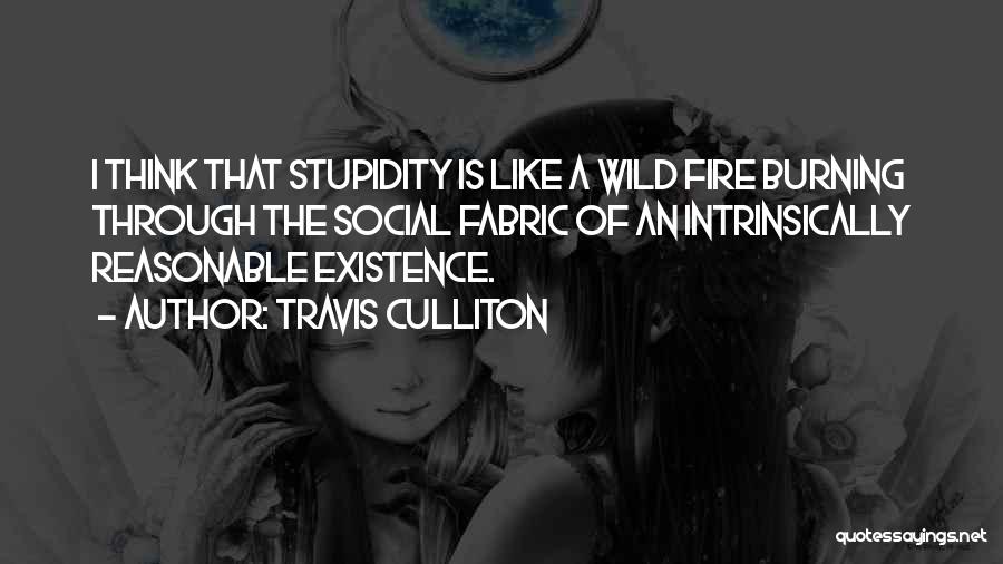 Travis Culliton Quotes: I Think That Stupidity Is Like A Wild Fire Burning Through The Social Fabric Of An Intrinsically Reasonable Existence.