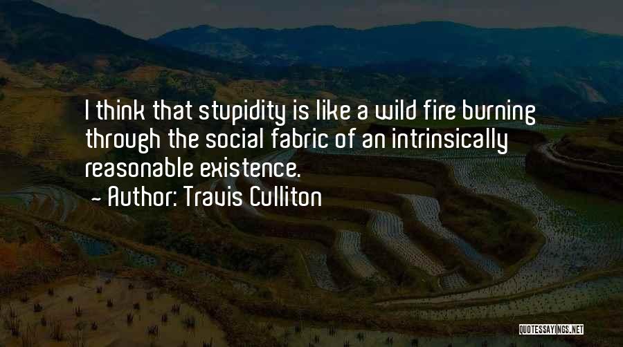 Travis Culliton Quotes: I Think That Stupidity Is Like A Wild Fire Burning Through The Social Fabric Of An Intrinsically Reasonable Existence.