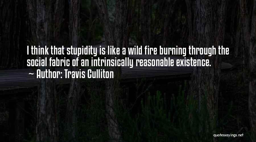 Travis Culliton Quotes: I Think That Stupidity Is Like A Wild Fire Burning Through The Social Fabric Of An Intrinsically Reasonable Existence.