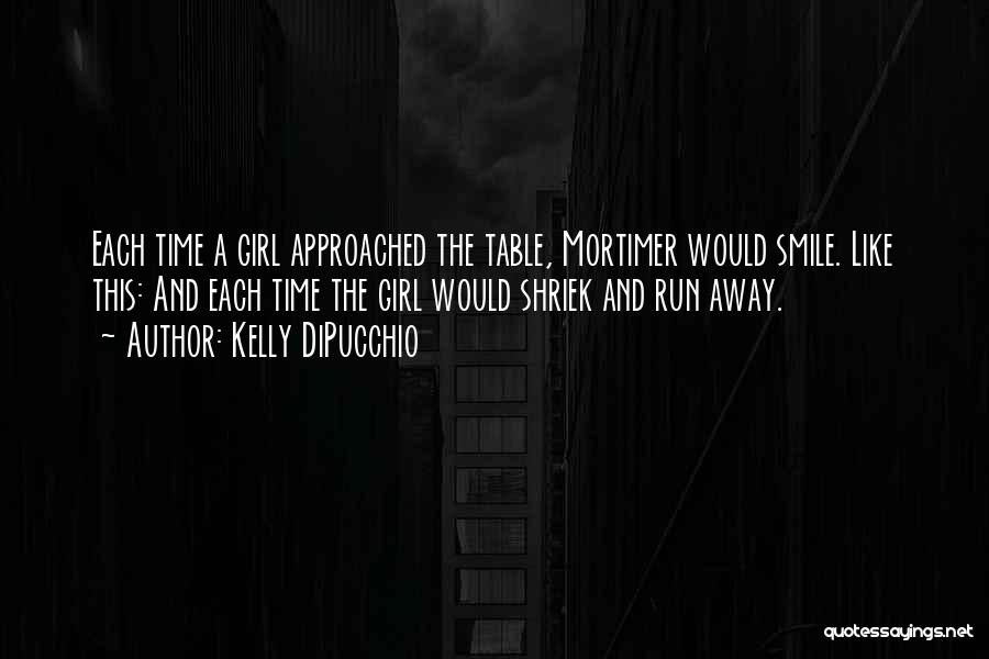 Kelly DiPucchio Quotes: Each Time A Girl Approached The Table, Mortimer Would Smile. Like This: And Each Time The Girl Would Shriek And