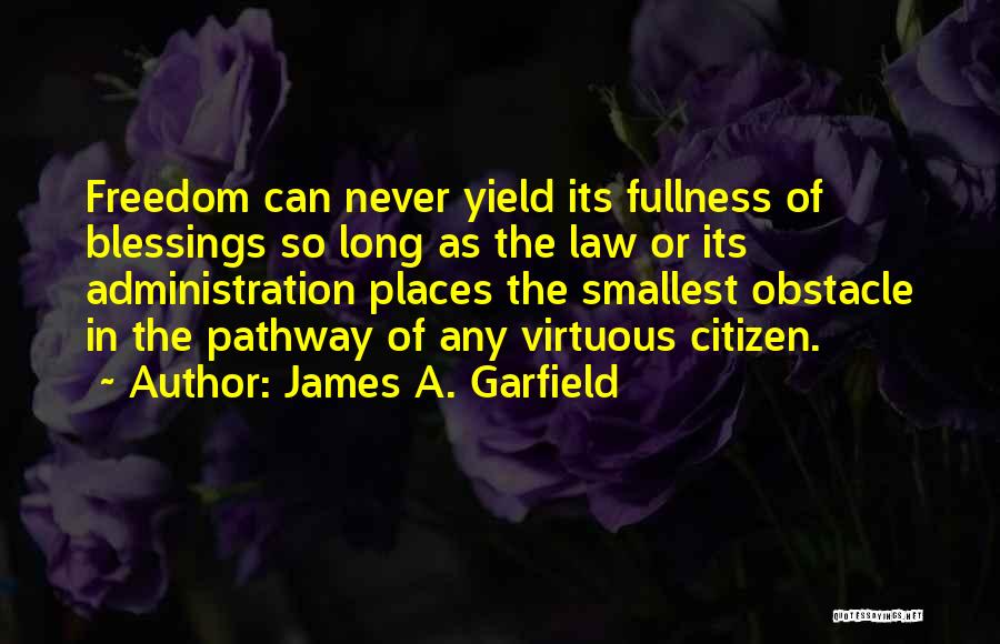 James A. Garfield Quotes: Freedom Can Never Yield Its Fullness Of Blessings So Long As The Law Or Its Administration Places The Smallest Obstacle