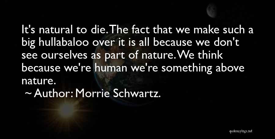 Morrie Schwartz. Quotes: It's Natural To Die. The Fact That We Make Such A Big Hullabaloo Over It Is All Because We Don't