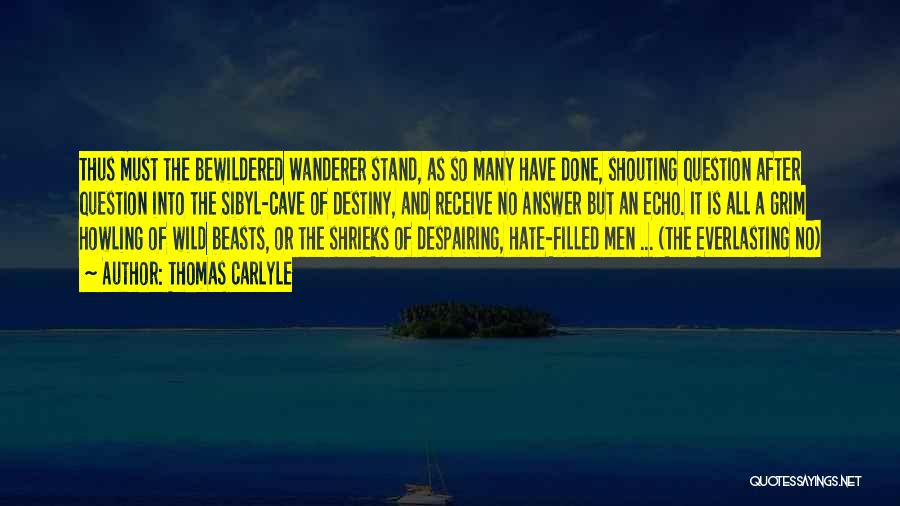 Thomas Carlyle Quotes: Thus Must The Bewildered Wanderer Stand, As So Many Have Done, Shouting Question After Question Into The Sibyl-cave Of Destiny,