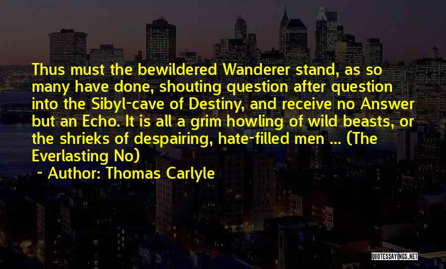 Thomas Carlyle Quotes: Thus Must The Bewildered Wanderer Stand, As So Many Have Done, Shouting Question After Question Into The Sibyl-cave Of Destiny,