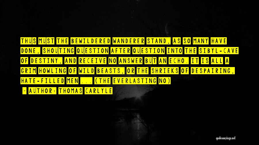 Thomas Carlyle Quotes: Thus Must The Bewildered Wanderer Stand, As So Many Have Done, Shouting Question After Question Into The Sibyl-cave Of Destiny,