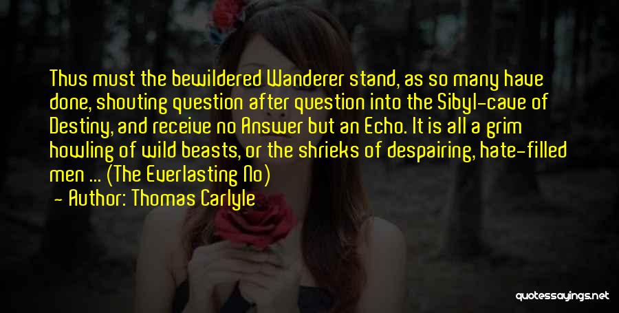 Thomas Carlyle Quotes: Thus Must The Bewildered Wanderer Stand, As So Many Have Done, Shouting Question After Question Into The Sibyl-cave Of Destiny,