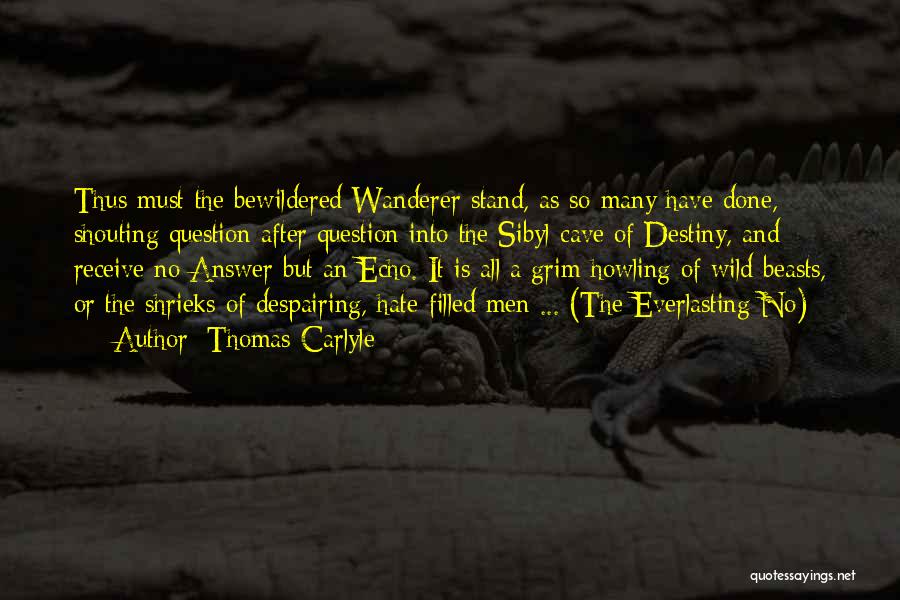 Thomas Carlyle Quotes: Thus Must The Bewildered Wanderer Stand, As So Many Have Done, Shouting Question After Question Into The Sibyl-cave Of Destiny,