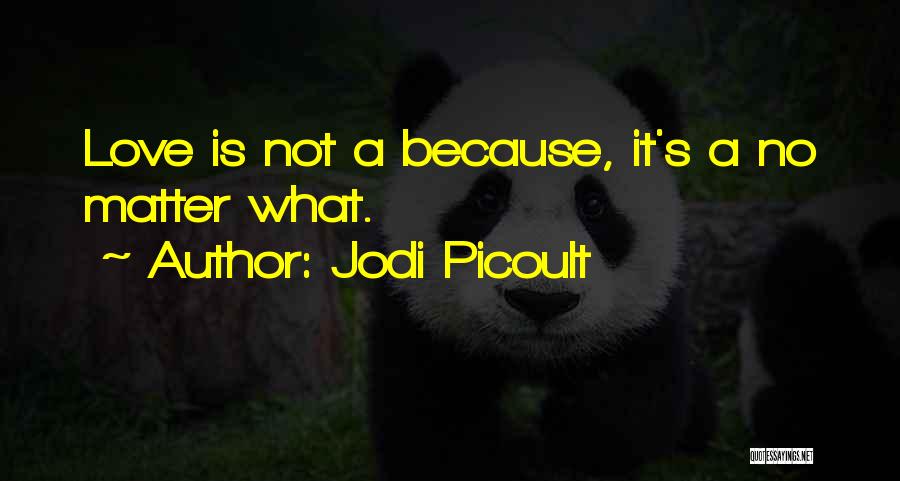 Jodi Picoult Quotes: Love Is Not A Because, It's A No Matter What.