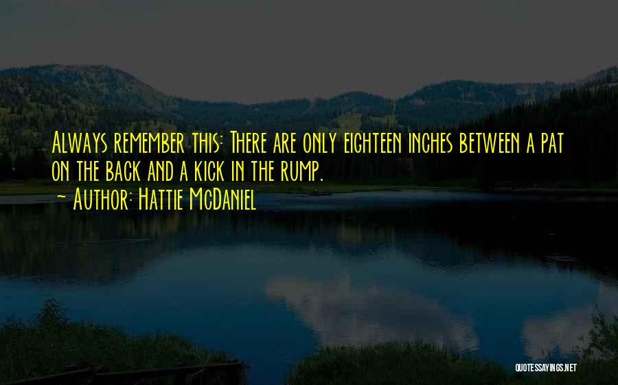 Hattie McDaniel Quotes: Always Remember This: There Are Only Eighteen Inches Between A Pat On The Back And A Kick In The Rump.