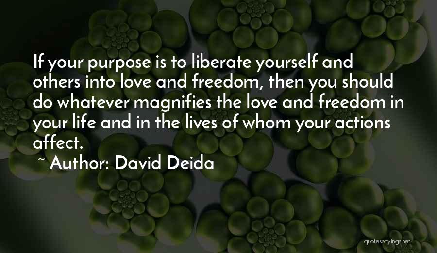 David Deida Quotes: If Your Purpose Is To Liberate Yourself And Others Into Love And Freedom, Then You Should Do Whatever Magnifies The