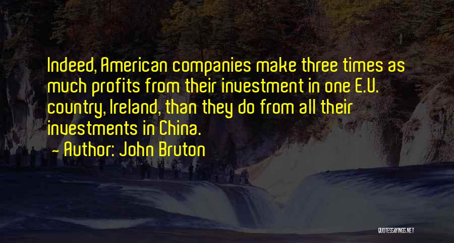John Bruton Quotes: Indeed, American Companies Make Three Times As Much Profits From Their Investment In One E.u. Country, Ireland, Than They Do