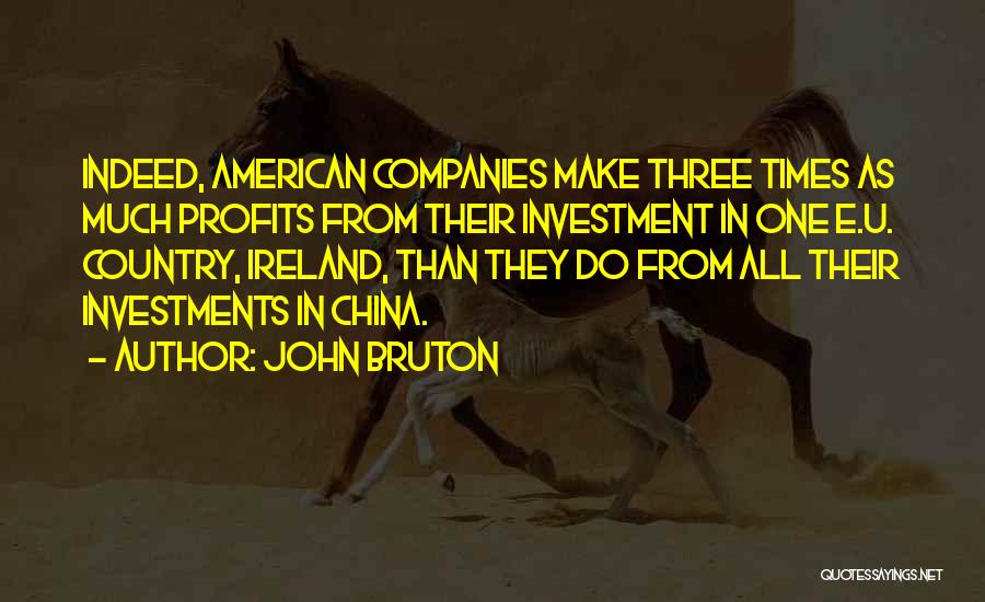 John Bruton Quotes: Indeed, American Companies Make Three Times As Much Profits From Their Investment In One E.u. Country, Ireland, Than They Do